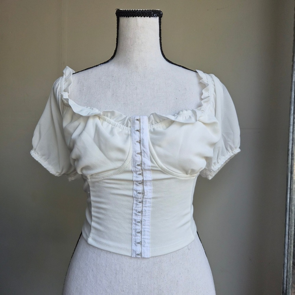 Chocolate USA Milkmaid Crop Top Womens Large Coquette Cottage Fairy Balletcore